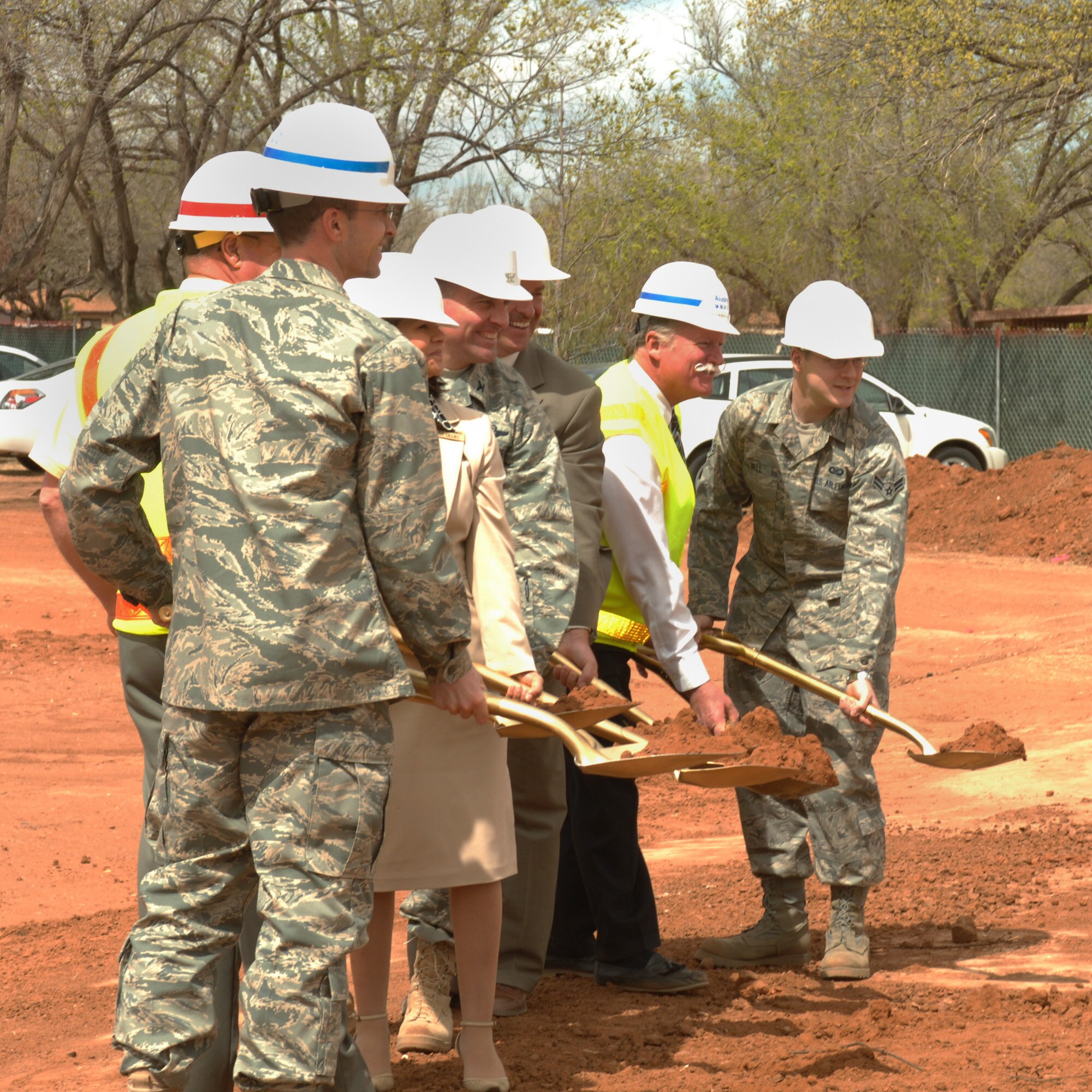 CANNON AIR FORCE BASE, N.M. -- Groundbreaking ceremonies for a new $10 million Airmen's Center were conducted March 28 at the former site of the Pecos Trail Dining Facility and post office. The project is expected to be completed by June 2009. (Air Force photo/1st Lt. George Tobias)