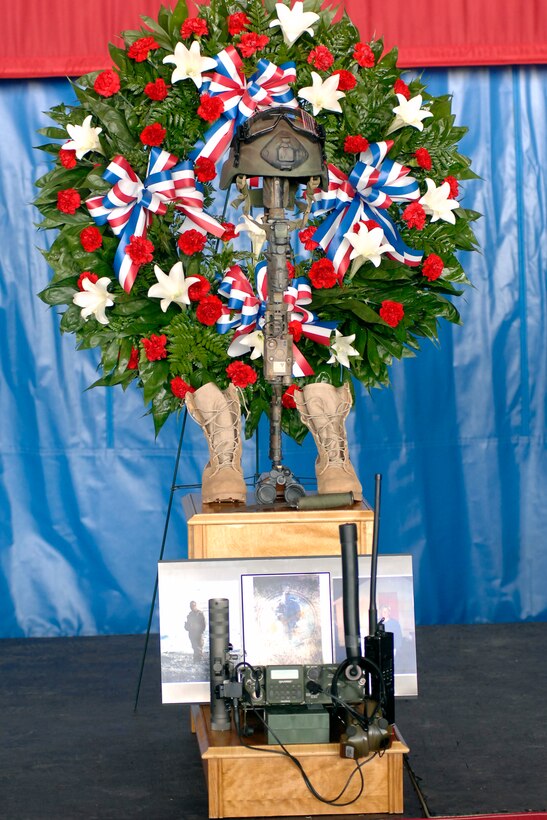 A memorial to Tech. Sgt. William Jefferson Jr., 21st Special Tactics Squadron, who died in support of Operation Enduring Freedom March 22. (U.S. Air Force Photo by Mike Murchison)