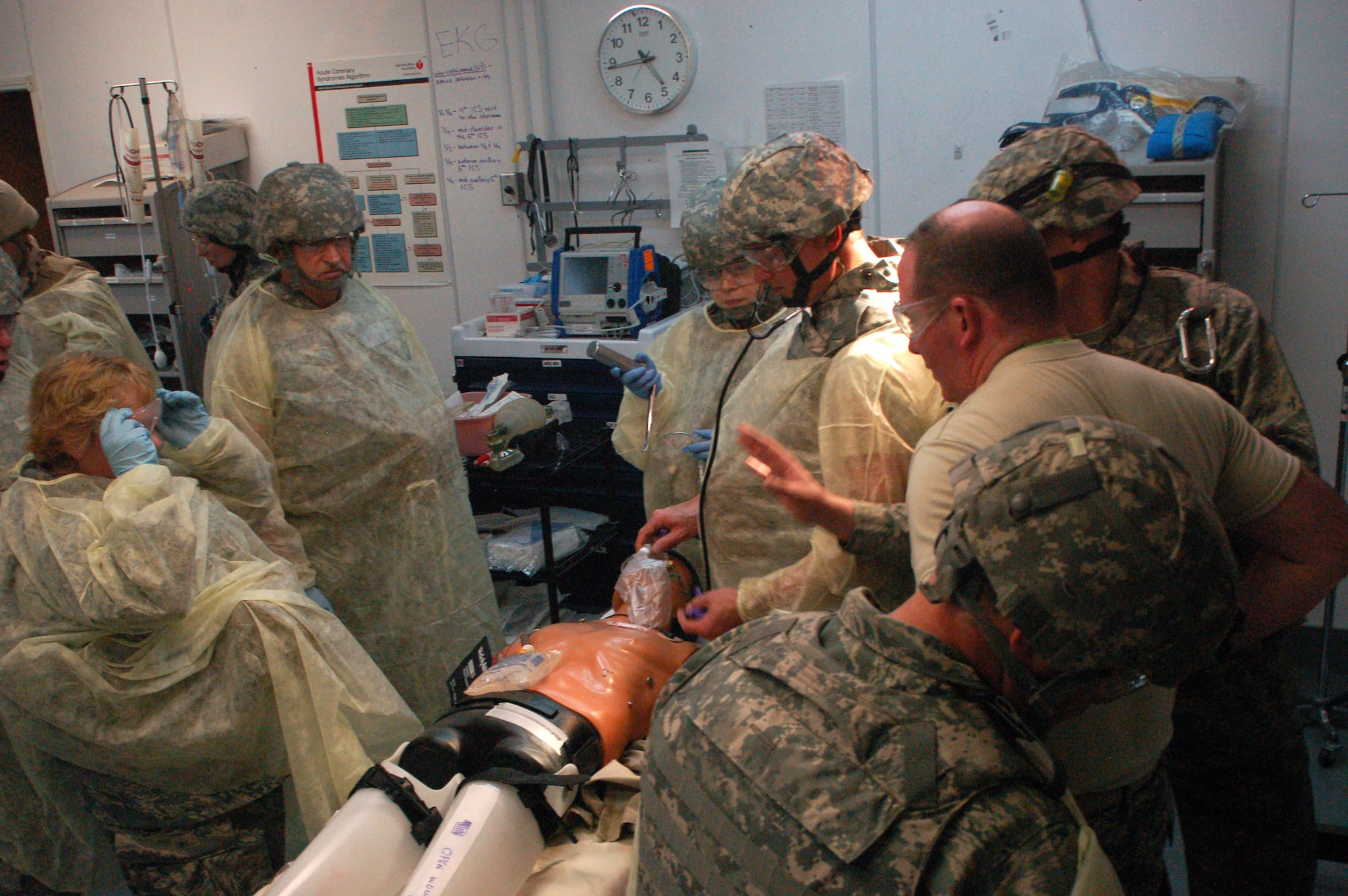 The 447th Expeditionary Medical Squadron is made up of only five doctors, one nurse and six medics, but with the training  the non-clinical squadron members recieved March 21, most of them are now able to assist in trauma care, which helps the core medical personnel during an emergency. (U.S. Air Force photo/Tech. Sgt. Amanda Callahan) 