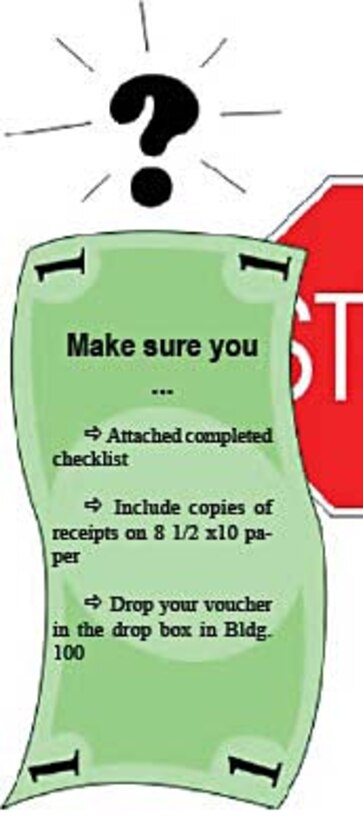 Airmen at McChord Air Force Base, Wash., Reserve or active-duty, may no longer fax in their travel vouchers.  All vouchers must have a checklist attached, receipts on 8 1/2 by 10 paper, and be dropped in the drop box in Bldg. 100 near the Customer Service Mall.  