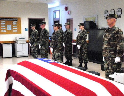 NIAGARA FALLS ARS, N.Y. -- Air Force Reserve members from the 914th Airlift Wing and Air National Guard members of the 107th Air Refueling Wing practice honor guard drill procedures as the Niagara Falls Air Reserve Station Honor Guard is established.  (U.S. Air Force photo / Mr. Michael Harvey)