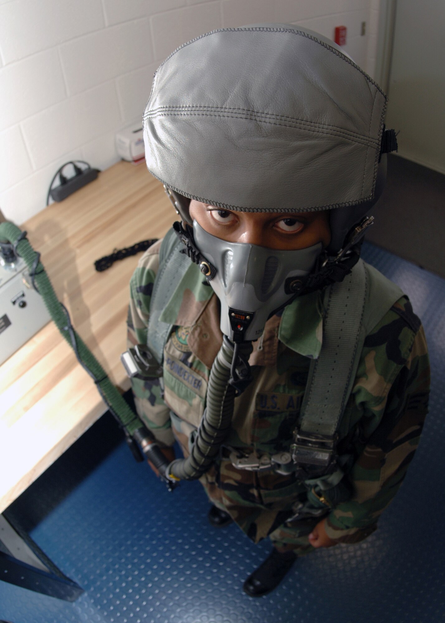 DYESS AIR FORCE BASE, Texas -- Senior Airman Crystal Hanna-Poindexter stands ready to fly in her flight gear, March 27. Airman Hanna-Poindexter is scheduled to fly on an incentive flight later in the day. (U.S. Air Force Photo by Airman 1st Class Micheal Breaux)