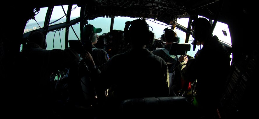 MOODY AIR FORCE BASE, Ga. – Aircrew aboard a 71st Rescue Squadron HC-130P begin their search for a missing sailboat off the coast of Clearwater Fl. March 26. The HC-130P is configured for search and rescue missions with low-light and infrared sensors, expanded communications gear and the capability to provide mid-air refueling for rescue helicopters. (U.S. Air Force photo by Tech. Sgt. Parker Gyokeres)