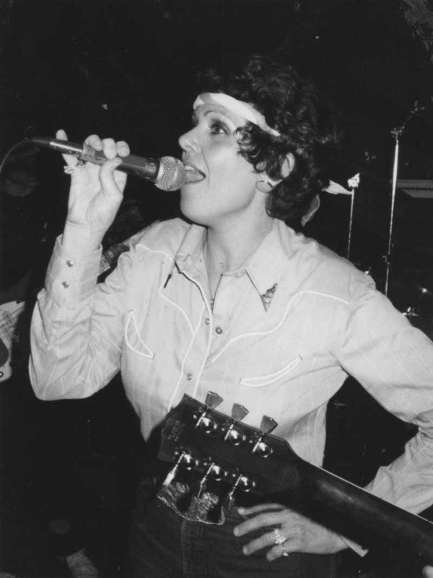 Franell LAFollette performs with "Franell and Midnight Express.  The current member of Strategic Communications Wing ONE used to perform with stars such as George Strait and Johnny Paycheck.  (Courtesy photo)
