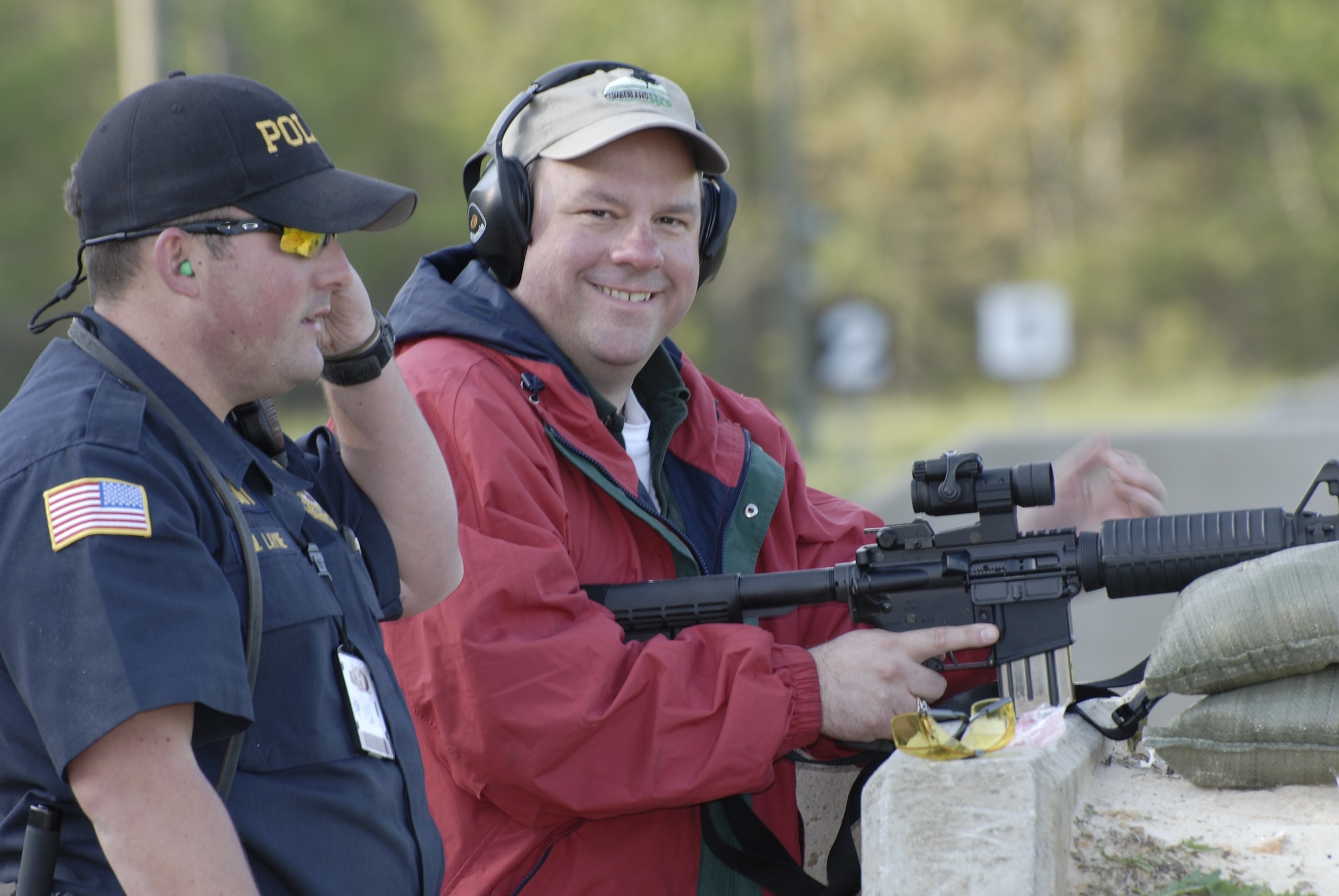 Approximately 50 members of the Tennessee General Assembly, local county and city mayors, civic leaders and members of the Arnold Community Council (ACC) spent the afternoon April 29 at the Arnold Air Force Base shooting range firing a variety of rifle, pistols and machine guns. The event was hosted by Tennessee House member Judd Matheny, with support from AEDC Security Forces, the Warren County and base shooting clubs, as well as Barrett Firearms of Murfreesboro, Tenn., and Kilgore ammunition of Jackson, Tenn. The ACC hosted a barbecue at the Gossick Leadership Center following the event. (Photo by Rick Goodfriend)