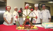 MINOT AIR FORCE BASE, N.D. -- Chefs from here showcase a ferris wheel made out of fruit during an Airman Appreciation Meal April 24. (courtesy photo)