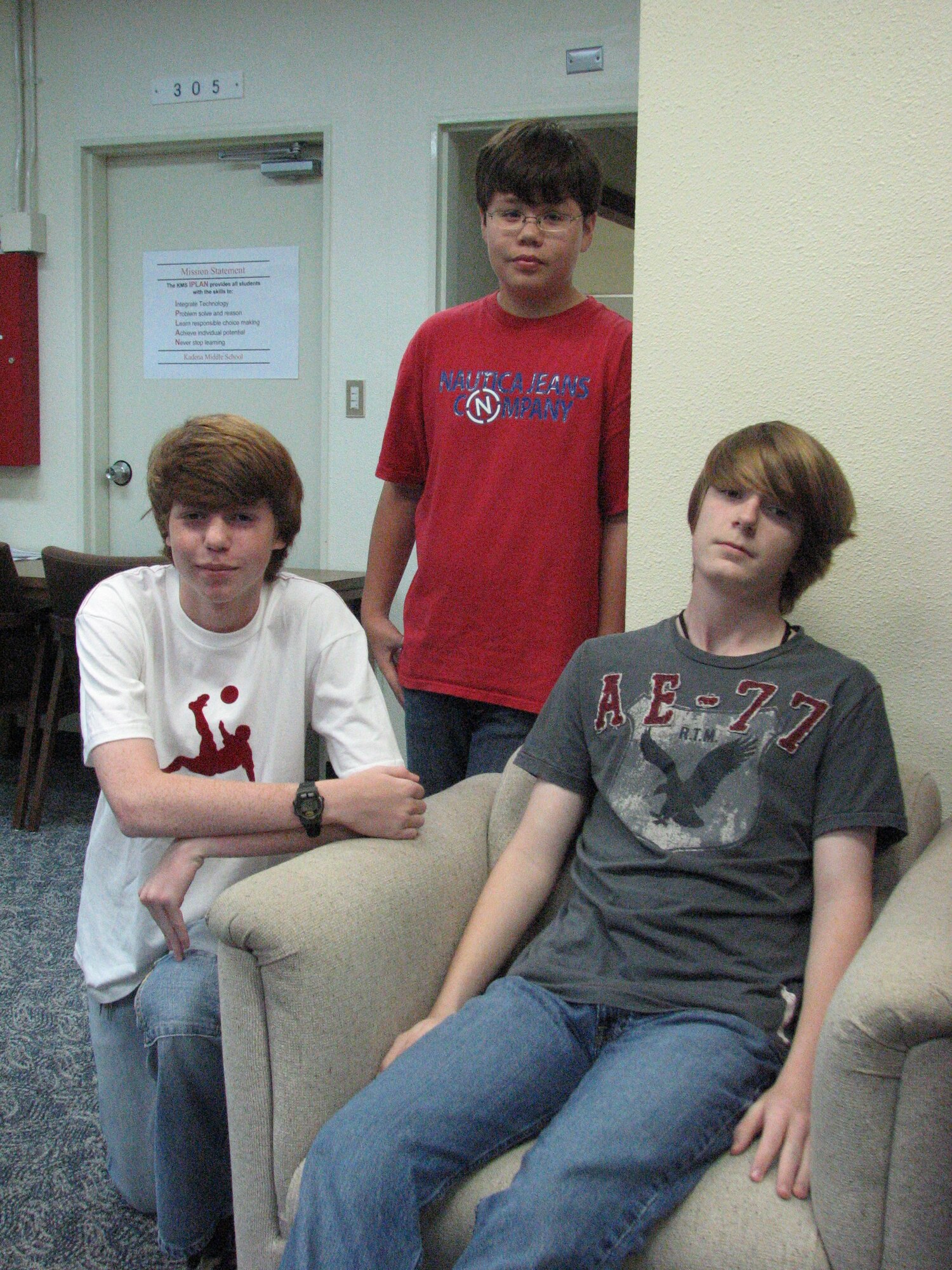 Jonathan Pickens, Kenneth Tobisch, and Alexander Wilson, Kadena Middle School students, captured second place with a project on traffic safety at Kadena Air Base, Japan, April 24. The contest was sponsored by the U.S. Army to challenge students to explore how science, math, and technology work in the world today.
(Courtesy photo)