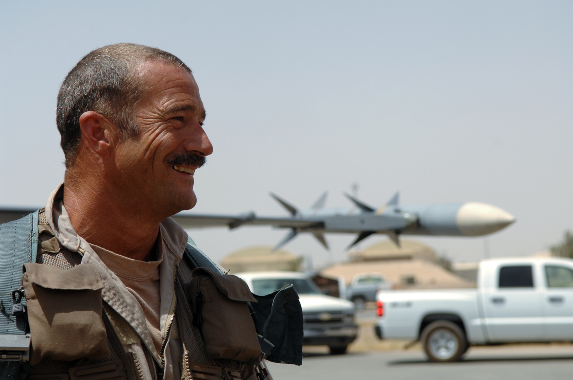 BALAD AIR BASE, IRAQ -- Lt. Col. Michael Brill, a Reserve pilot assigned to the 421st Expeditionary Fighter Squadron, is the first person in the world to fly 6,000 hours in an F-16 Fighting Falcon, an achievement he accomplished here, May 2. Colonel Brill is deployed from the 419th Fighter Wing at Hill Air Force Base. (U.S. Air Force photo/Senior Airman Julianne Showalter)