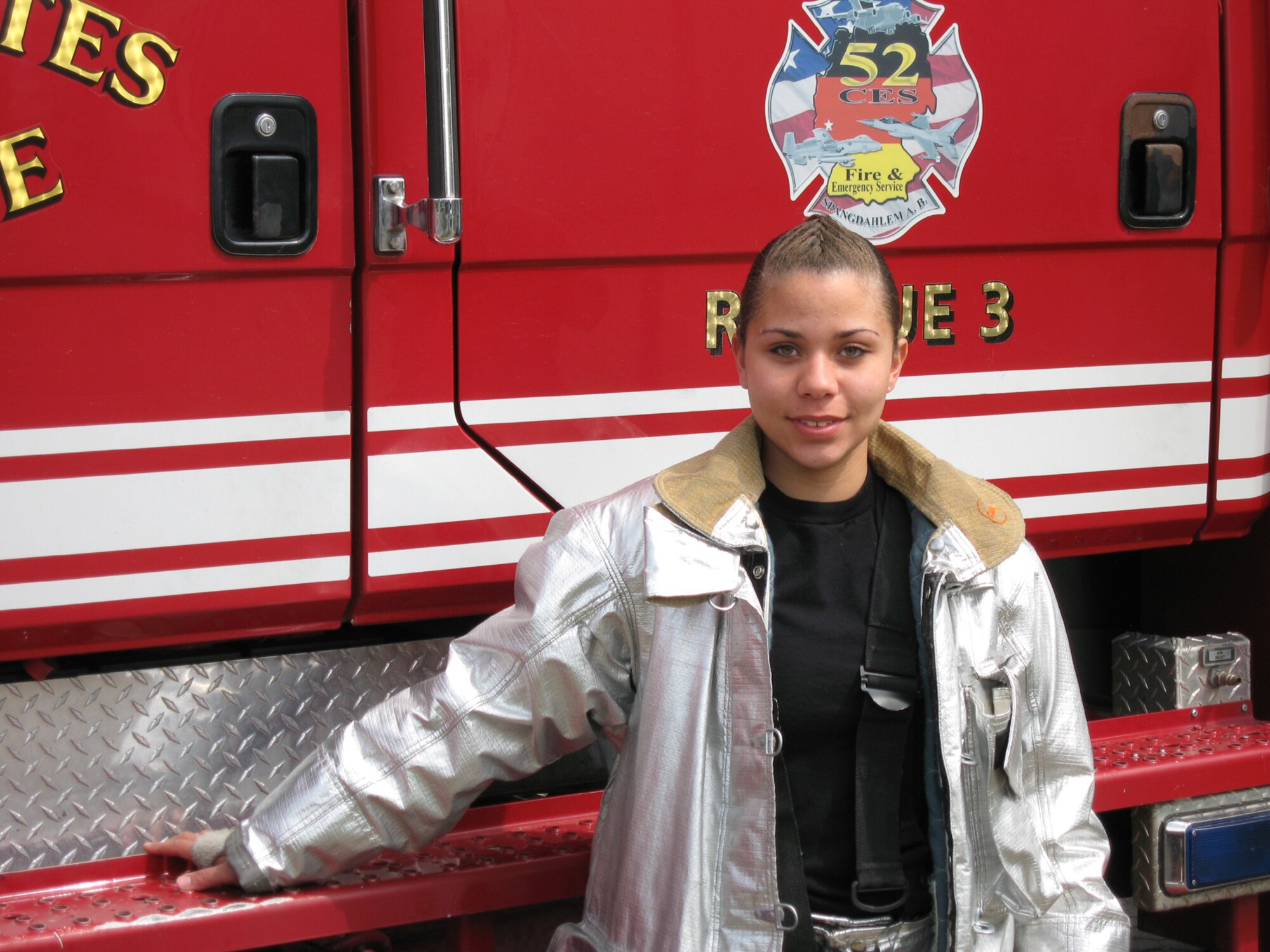 SPANGDHALEM AIR BASE, Germany -- Airman 1st Class Alisha Rowe, 52nd Civil Engineer Squadron fire department driver and operator, has been named the 52nd Fighter Wing's Top Saber Performer for the week of May 2-8. (U.S. Air Force photo/Staff Sgt. Tammie Moore)
