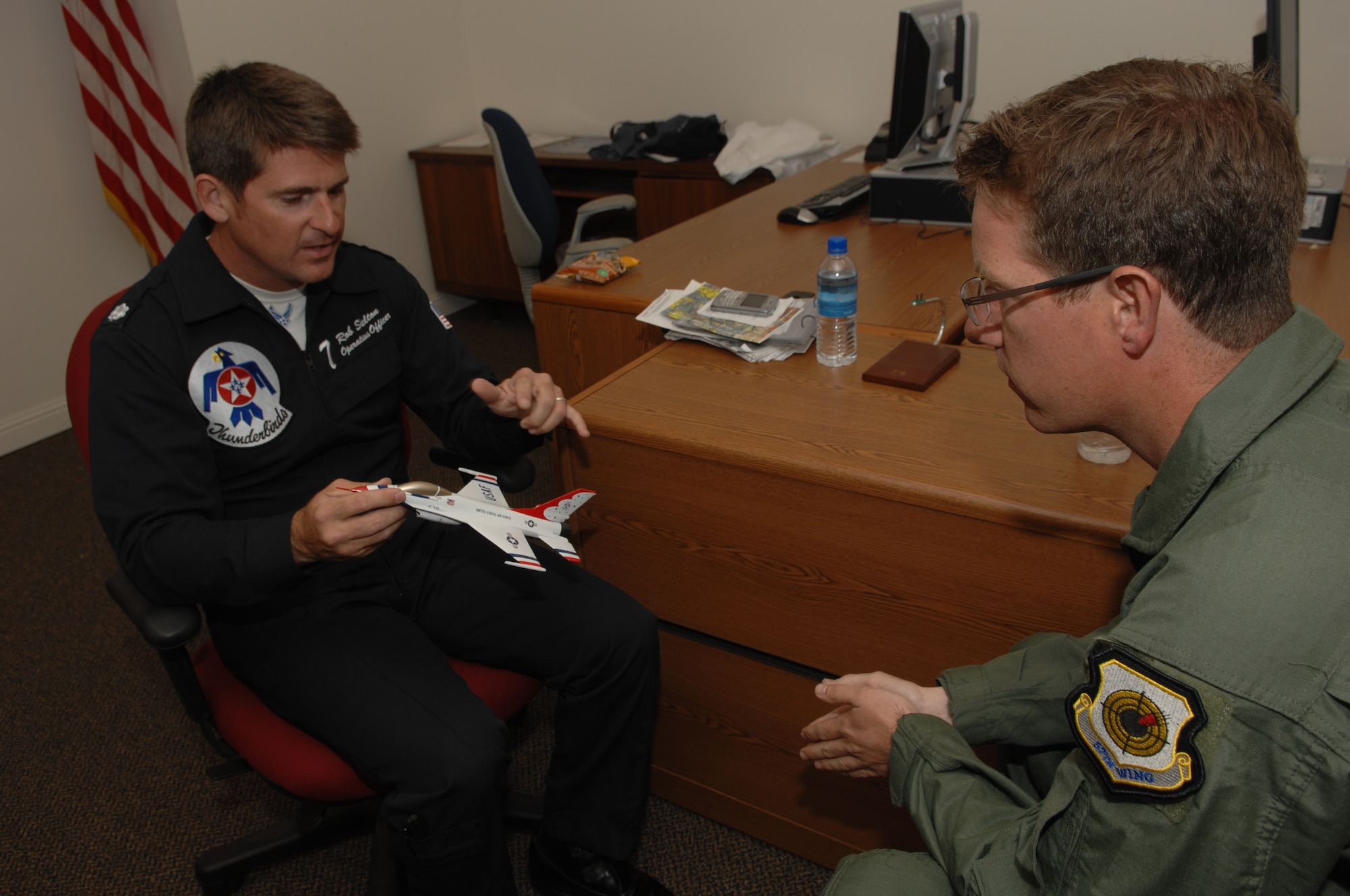 KABC-TV reporter Rob McMillan prepares for his ride with the U.S. Air Force Thunderbirds during Air Fest '08 at March Air Reserve Base.  (U.S. Air Force photo by Staff Sgt. Kristi Machado)