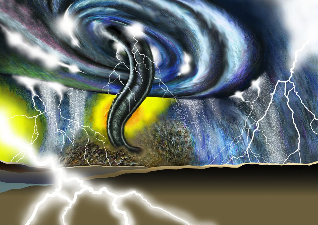 Tornadoes can occur almost anywhere in the world, but the United States is the country with the highest frequency of tornadoes.  (Illustration by Sammie W. King)