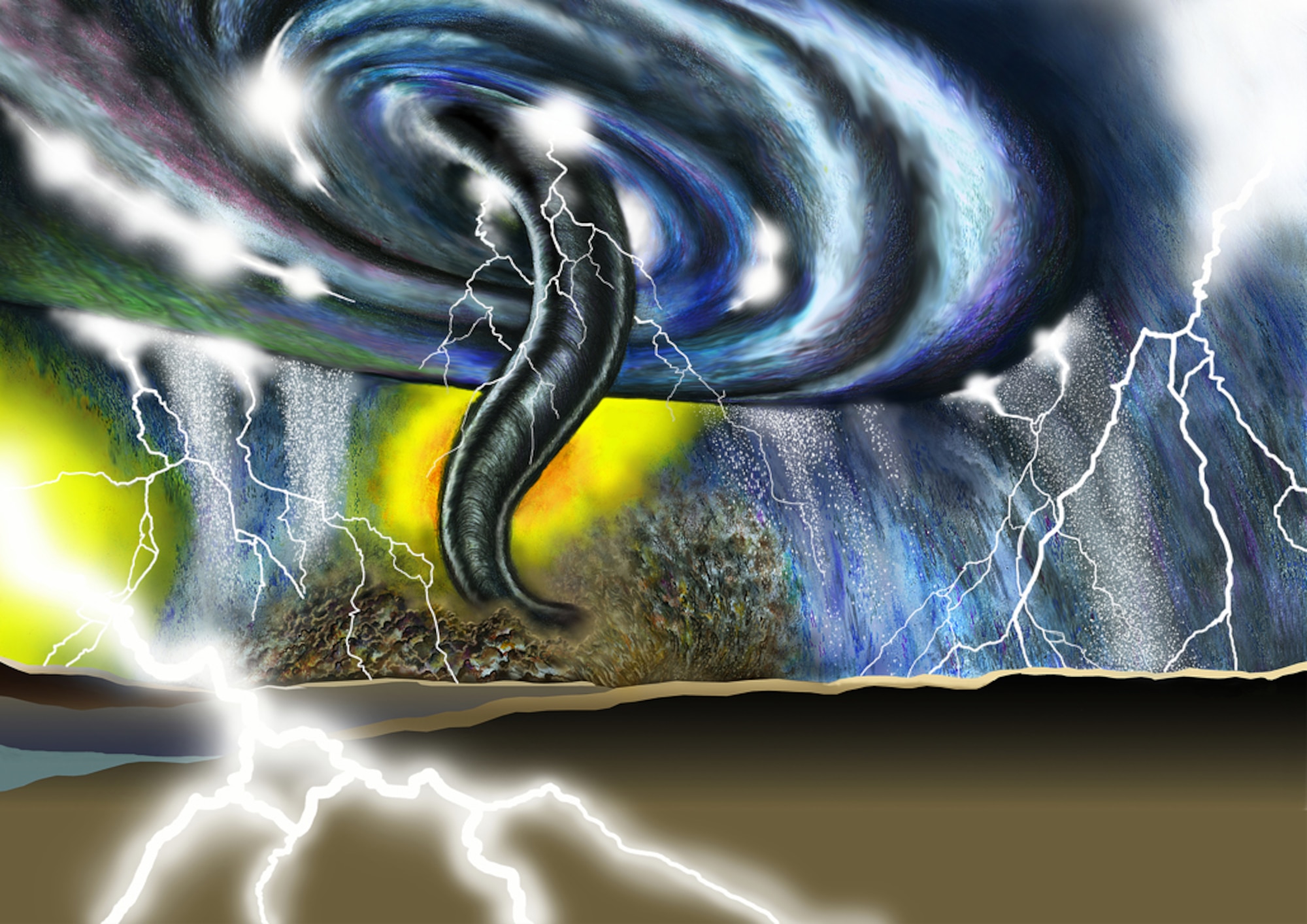 Tornadoes can occur almost anywhere in the world, but the United States is the country with the highest frequency of tornadoes.  (Illustration by Sammie W. King)