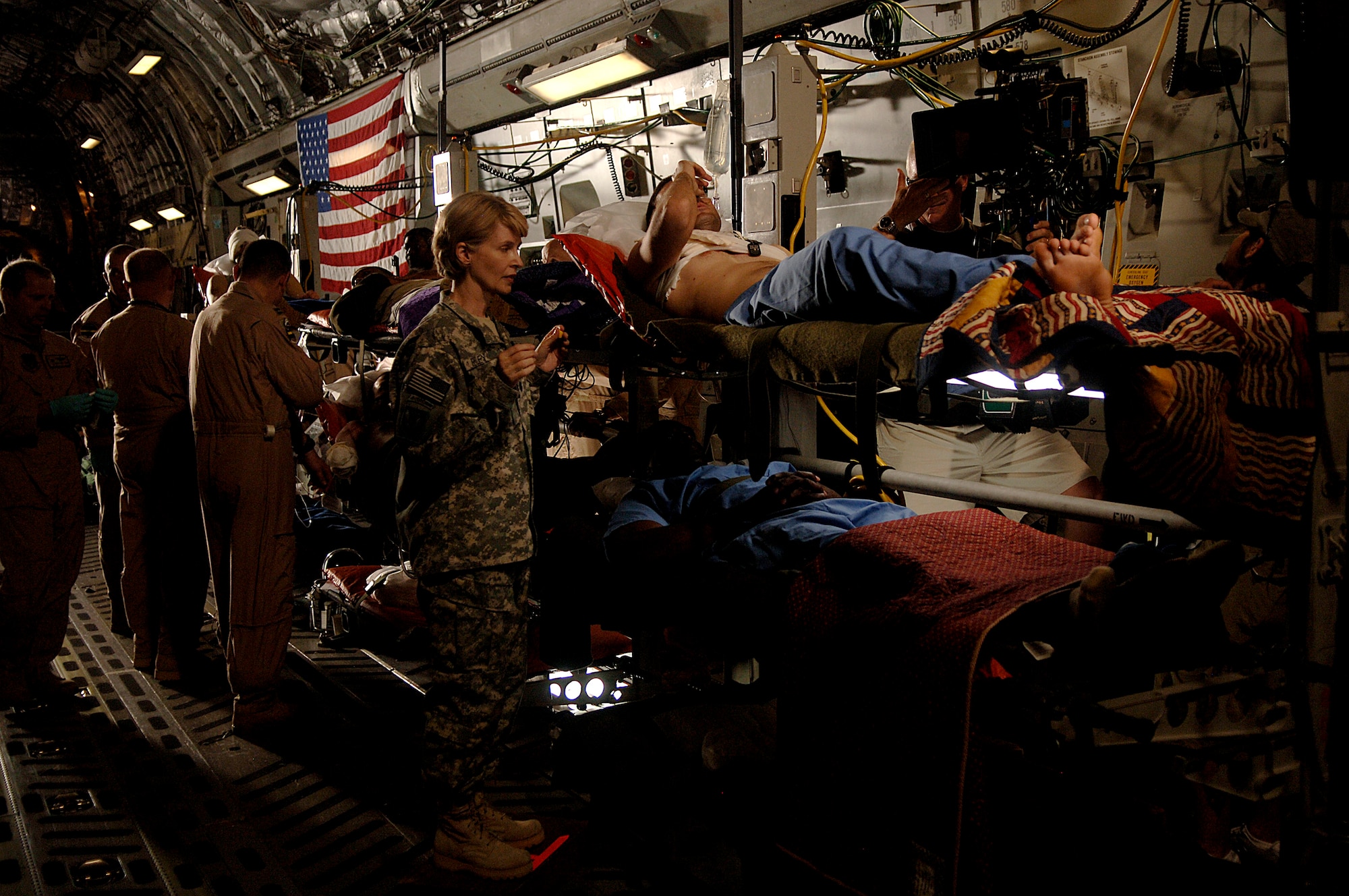Cast members film a scene of Army Wives on the Charleston Air Force Base, S.C., flightline May 5, 2008.  (U.S. Air Force photo/Senior Airman Nicholas Pilch)