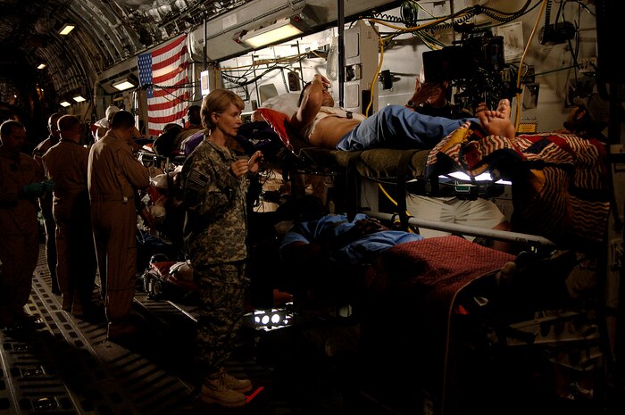 Cast members film a scene of Army Wives on the Charleston Air Force Base, S.C., flightline May 5, 2008.  (U.S. Air Force photo/Senior Airman Nicholas Pilch)