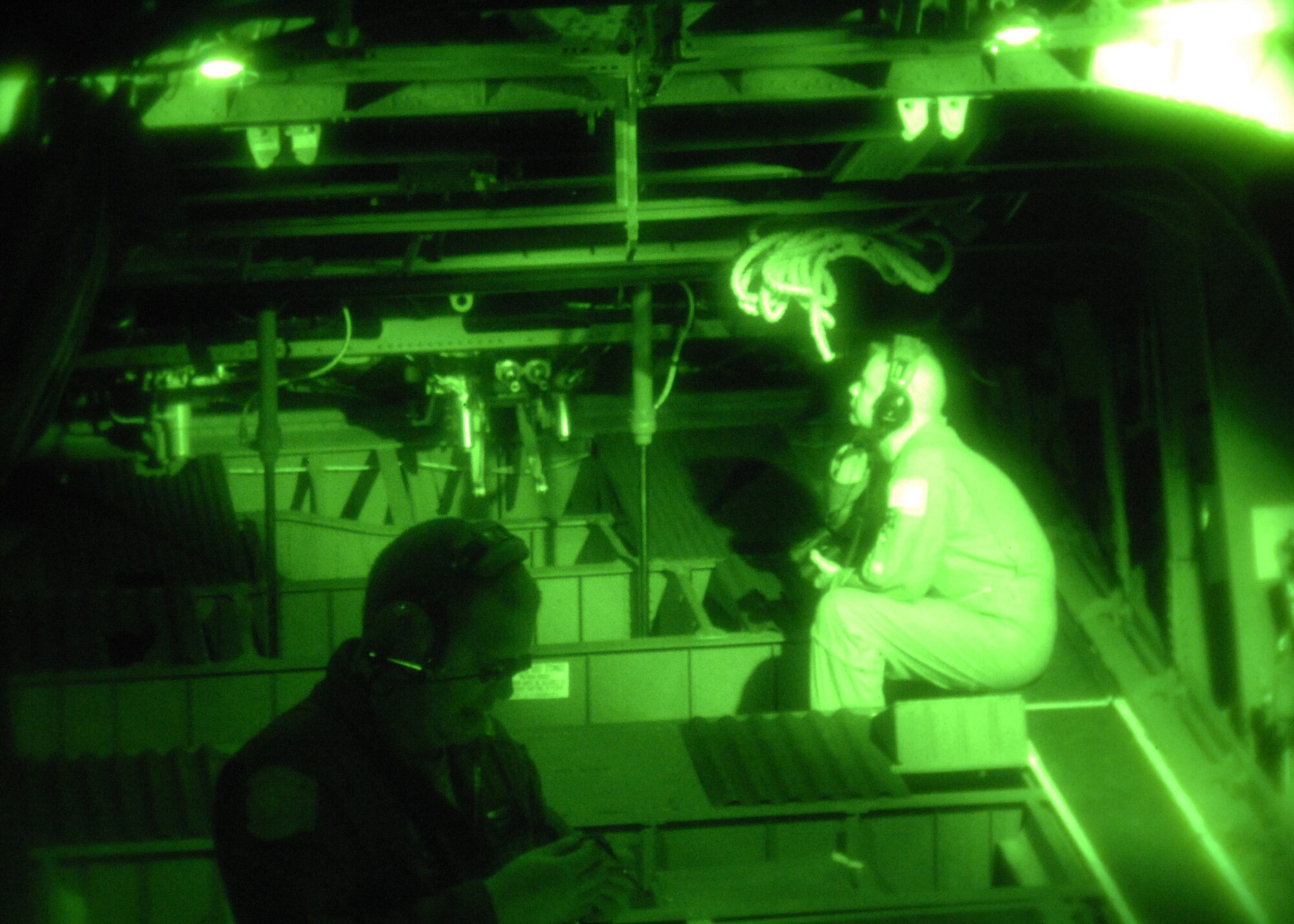 CANNON AIR FORCE BASE, N.M.-- Tech. Sgt. Ed "Pitbull" Myers, 73rd Special Operations Squadron, inspects a MC-130W during a night flying exercise April 30. The MC-130W performs missions primarily at night to reduce operational risk. (U.S. Air Force photo/Airman 1st Class Evelyn Chavez)