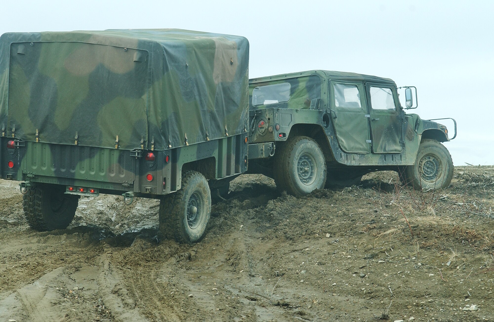 Tactical Air Control Party Airmen drive a humvee to a camp site location May 5, 2008, at Eielson Air Force Base, Alaska during Northern Edge 08 exercise. This exercise is Alaska's premier joint training exercise designed to practice operations, techniques and procedures, and enhance interoperability among the services ranging from Airmen, Soldiers, Sailors, Marines, Coast Guardsmen and Civilian emergency response teams. (U.S. Air Force Photo/Airman 1st Class Jonathan Snyder)