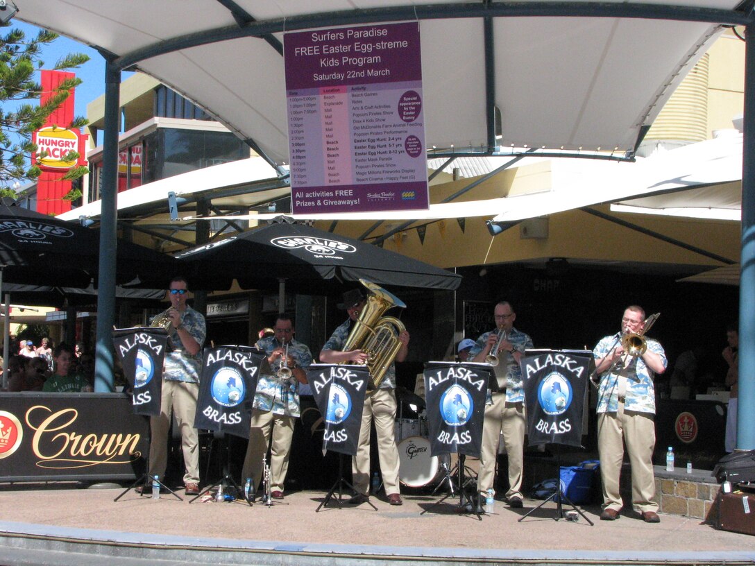 Alaska Brass performs at the Gold Coast in Sydney, Australia