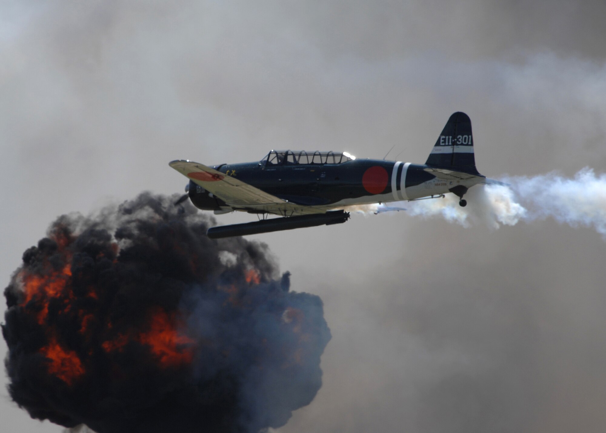 DYESS AIR FORCE BASE, Texas -- A Japanese aircraft re-enacts the attack on Pearl Harbor during the Dyess Big Country Airfest May 3. (U.S. Air Force Photo by Airman 1st Class Micheal Breaux)
