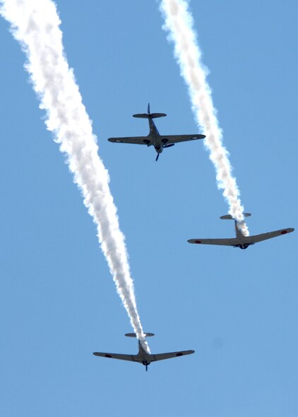 DYESS AIR FORCE BASE, Texas -- The Japanese WWII aircraft re-enacts the battle of Pearl Harbor during the Dyess Big Country Airfest, May 3. (U.S. Air Force Photo by Airman 1st Class Stephen Reyes)
