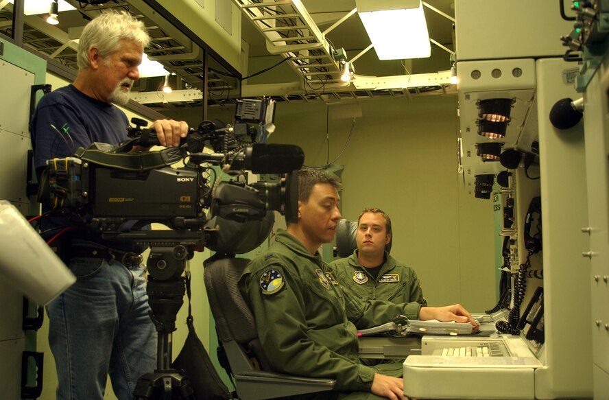 MALMSTROM AIR FORCE BASE, Mont. – NBC's Today Show videographer Nelson Tharp films missileers honing their skills inside the missile procedures trainer here May 3. The film crew was in town preparing for a live broadcast May 6 featuring co-host Al Roker and various Malmstrom Airmen. (U.S. Air Force photo/Airman 1st Class Dillon White)                               
