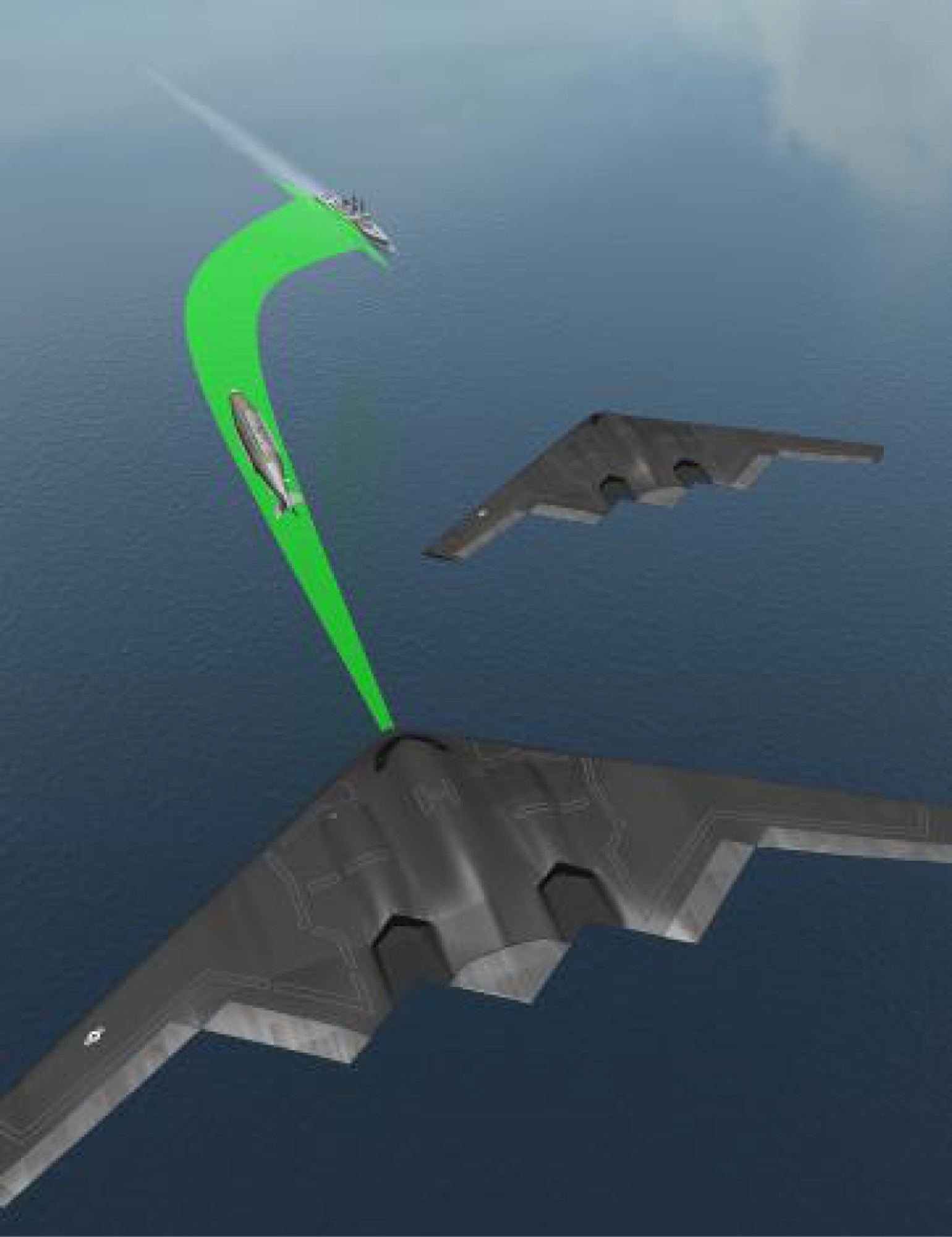 Illustration of FALCON EYE seeker's engagement of a surface vessel