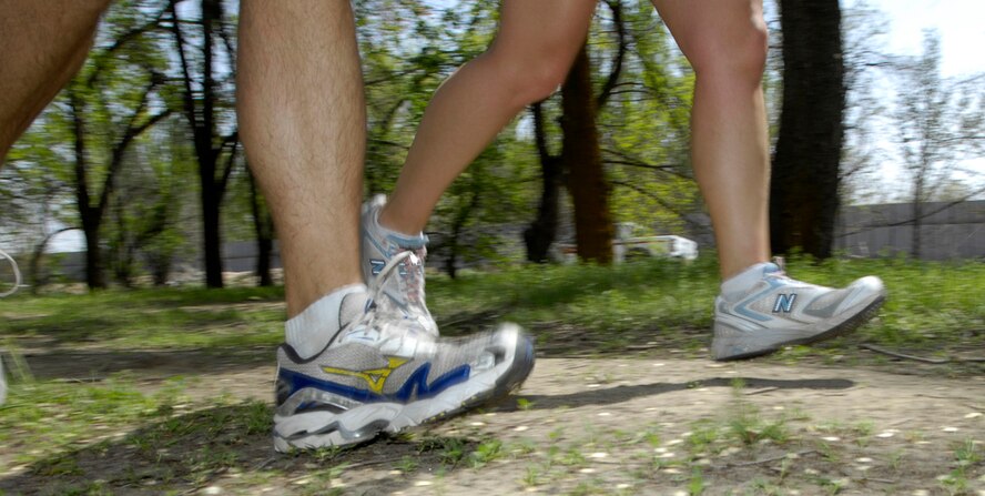 MANAS AIR BASE, Kyrgyzstan – 1st Lts. Craig and Catherine Christ, KC-135 Stratotanker pilots, 22nd Expeditionary Air Refueling Squadron, here, train for the Ford Ironman USA Coeur d'Alene Triathlon which will be held on June 22, 2008. The Lieutenants average about 25 hours a week in the sky and 13 hours training. (U.S. Air Force / Senior Airman Tabitha Kuykendall) 