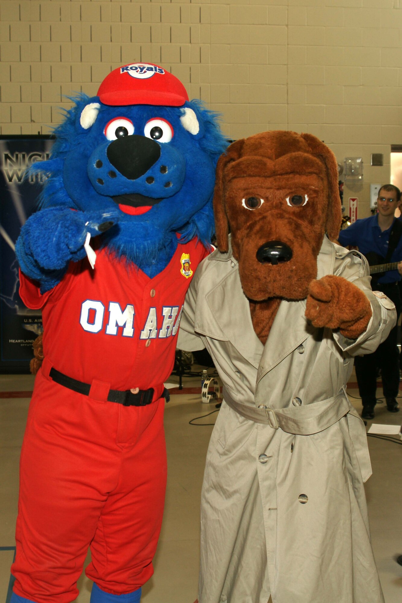 Omaha Royals mascot Casey and McGruff the crime dog entertain and educate families at this year’s fair held April 26.  (U.S. Air Force Photo By/Bobby Baker)
