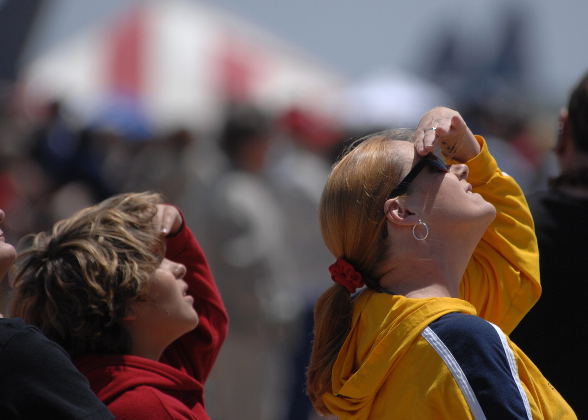 DYESS AIR FORCE BASE, Texas -- Spectators watch an aerial peformance during the Dyess Big Country Airfest May 3. (U.S. Air Force Photo by Airman 1st Class Stephen Reyes)
