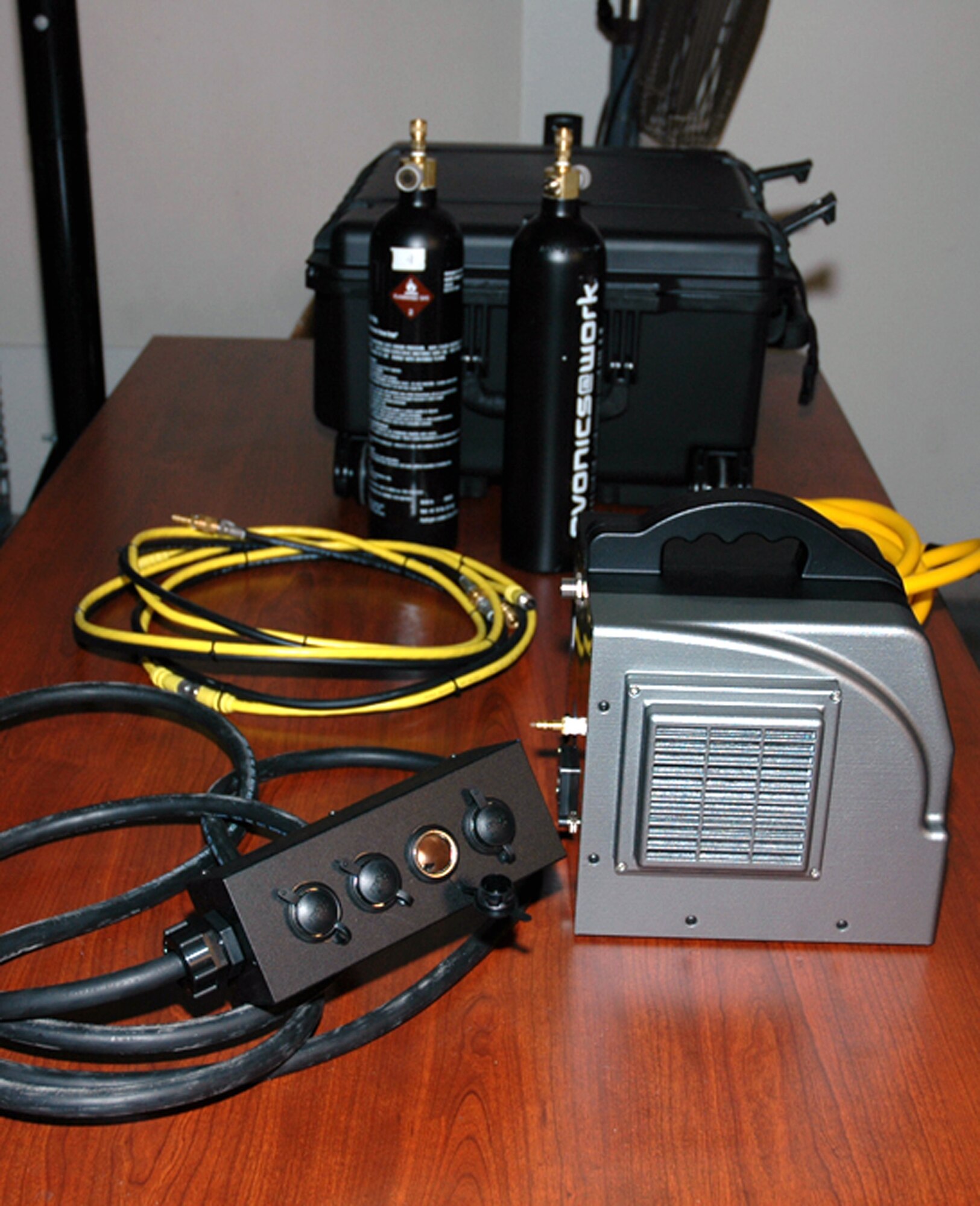 The Jadoo portable electronic power system was used with aeromedical power equipment as part of an Air Mobility Battlelab demonstration at Scott Air Force Base, Ill., in February 2008, The demonstration was for the battlelab's Portable Electronic Power Supply for Aeromedical Evacuations, or PEPSAE, initiative.  The demonstration proved successful and the Air Mobility Battlelab, located in the U.S. Air Force Expeditionary Center at Fort Dix, N.J., has recommended it to Air Mobility Command for use.  Upgrades are planned for the equipment as the initiative moves forward.  (U.S. Air Force Photo/Art Tollefson)