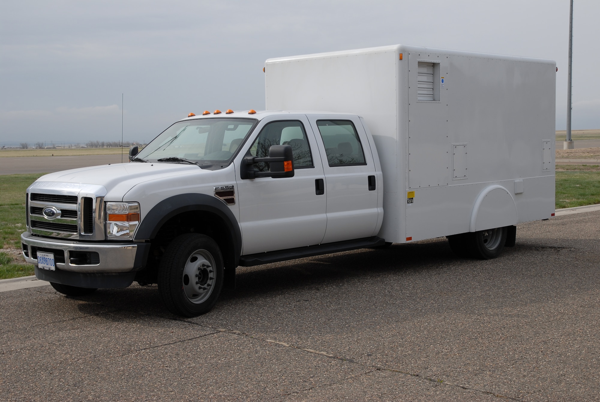One of two new backscatter X-ray vans sits parked near the Security Forces offices at Malmstrom. They are the newest eqiupment items added to help with force protection and deterrence. (U.S. Air Force photo/John Turner)