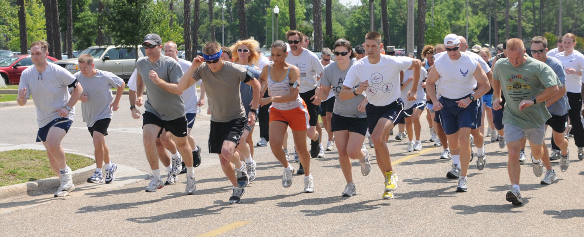 A 5-kilometer run kicked off the base’s fitness expo May 1.  (U.S. Air Force photo by Kemberly Groue)