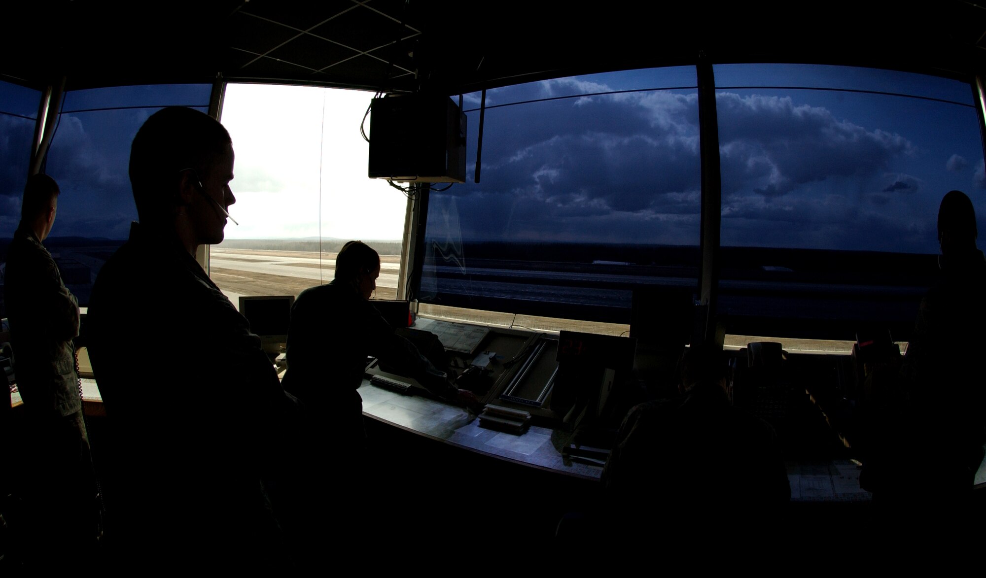 Air traffic controllers are essential to all aircraft pilots. They monitor all air and ground activity within the airspace of Eielson Air Force Base, to ensure all aircraft have a clear ground and airspace to launch, fly, and land safely.

(U.S Air Force Photo by Tech. Sgt Eric T. Sheler)
