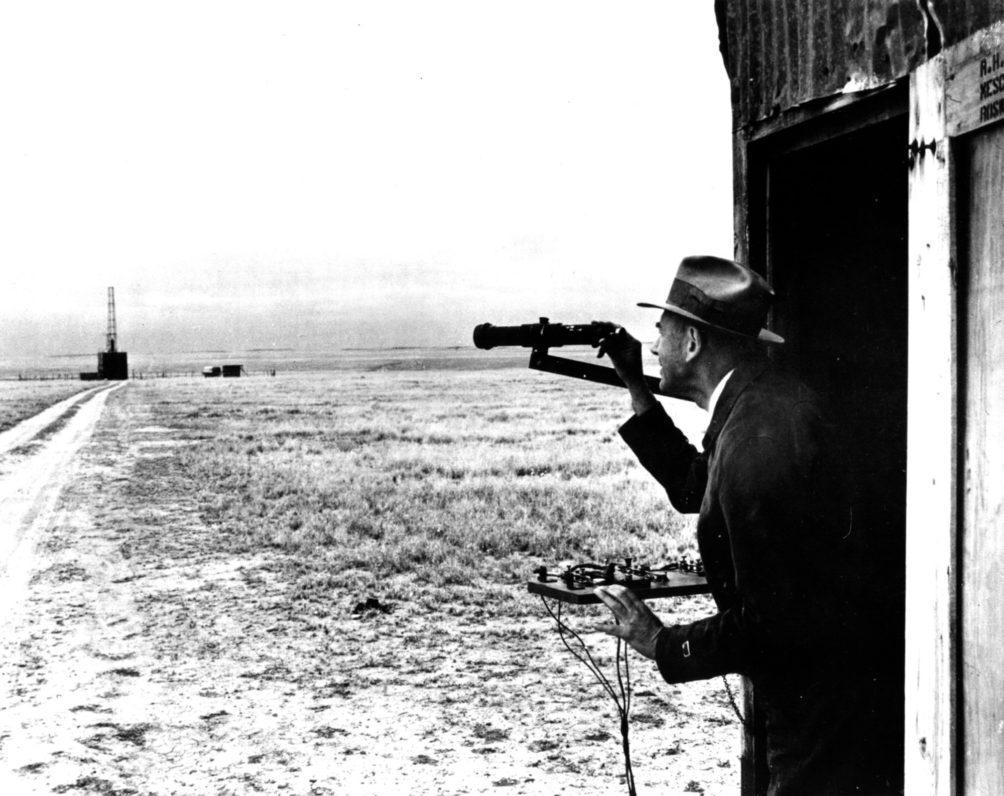 Goddard watches a New Mexico launch from a safe distance. (U.S. Air Force photo)