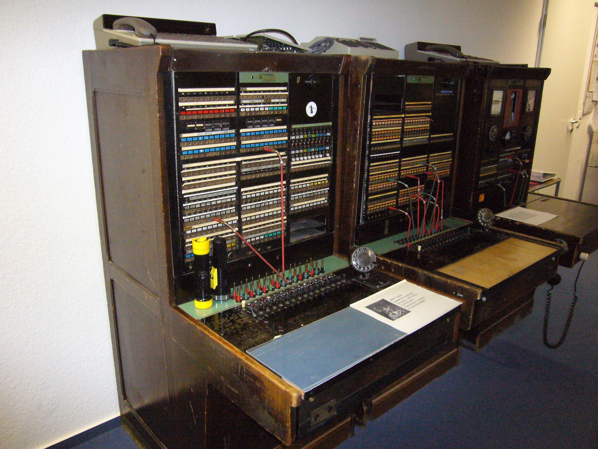 Telephone switchboards from the World War II era are displayed at the USAFE Consolidated Switchboard on Ramstein. Telephone operators used these machines until 1985 when they switched to a digital computer system. (Photo by Capt. Erin Dorrance)


