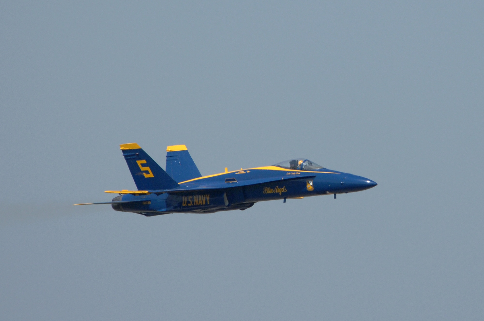 BARKSDALE AIR FORCE BASE, La. -- The U.S. Navy Blue Angles perform fast-paced, high-performance maneuvers during the 2008 Defenders of Liberty Airshow here May 9. The team performs precision aerial maneuvers to exhibit the capabilities of modern high-performance aircraft to audiences around the world. Last season, more than 15 million spectators watched the Blue Angels perform. Since its inception in 1946, the Blue Angels have performed for more than 427 million fans.  (U.S. Air Force photo/Tech. Sgt. Robert J Horstman)