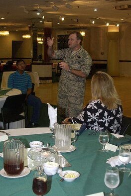 Brig. Gen. Douglas Owens spoke at the 2008 Andersen Officers' Spouses' Club Scholarship Luncheon May 7. The AOSC awarded $20,500 in scholarships. The AOSC received a record number of scholarship applicants this year making the selection process highly competitive. (U.S. Air Force photo by Airman 1st Class Carissa Wolff)