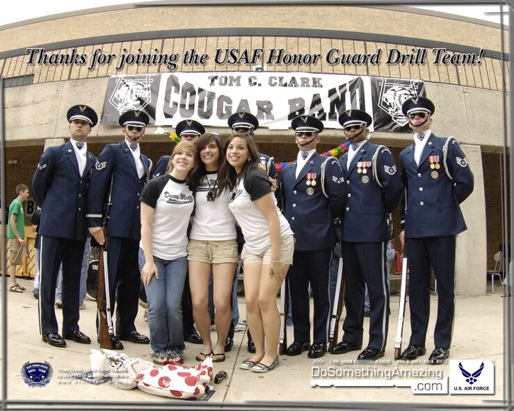 USAF Honor Guard Drill Team - Do Something Amazing Photo. INSTRUCTIONS FOR USING WALLPAPER: Getting Started: The photo should first be downloaded to your computer. Windows Users: Double-click the downloaded photo to open with Windows Picture Viewer. Right click anywehere on the image and select "Set as Desktop Background". Close the photo. MAC OSX Users: Hold down the CTRL key and click the mouse button. From the menu; select "Change Desktop Background" and then select Choose Folder in the scroll down box. Once you have selected the photo; click "Apply" it and then close the Desktop & Screensaver.
