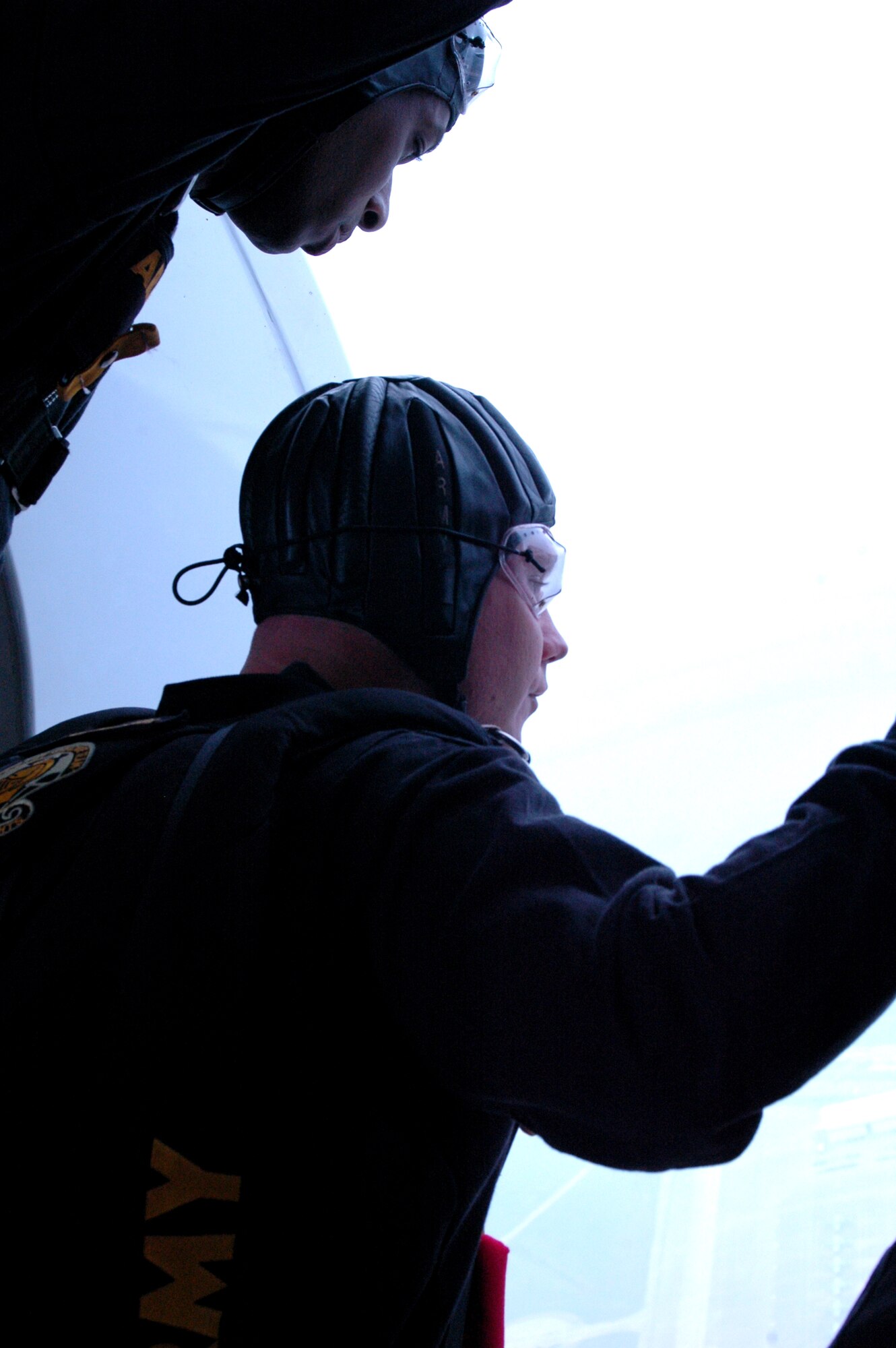 BARKSDALE AIR FORCE BASE, La. -- U.S. Army Golden Knights team members look for their drop zone before performing a jump during the Barksdale Air Force Base Defenders of Liberty Air Show, May 10. (U.S. Air Force Photo by Amn Allison M. Boehm)