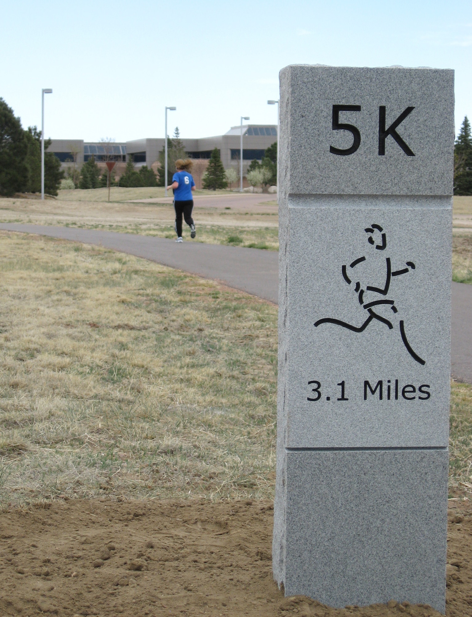This map illustrates new gated entry points to portions of Peterson Air Force Base's five and ten kilometer jogging trails. During Tierra Vista housing construction, traffic on portions of the jogging trail between Bldgs One, Two and Three and the opposite end of the construction zone will be redirected through gates to an alternate trail outside of the construction zone. The gates are open 5 a.m. and 10 p.m. daily. (U.S. Air Force graphic) 