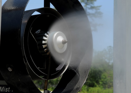 MOODY AIR FORCE BASE, Ga. -- A truck-mounted mosquito fogger sprays a pesticide called scourge here May 12. Mosquito control is important due to the potentially deadly diseases the insects can carry. (U.S. Air Force photo by Airman 1st Class Brittany Barker) 