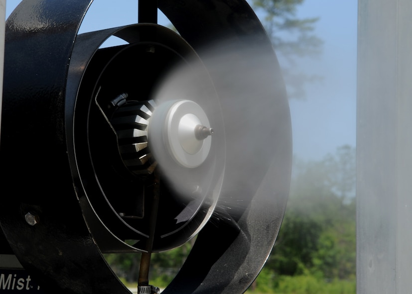 MOODY AIR FORCE BASE, Ga. --  A truck-mounted mosquito fogger sprays a pesticide called scourge here May 12. Mosquito control is important because some mosquitoes in Georgia carry West Nile Virus (U.S. Air Force photo by Airman 1st Class Brittany Barker)