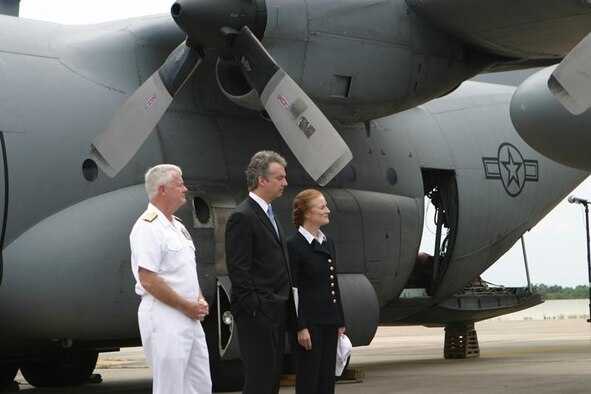 UTAPAO, Thailand-- United States Navy Admiral Timothy J. Keating, commander of United States Pacific Command, the Honorable Eric G. Johns, Ambassador of the U.S. Embassy in Bangkok, and Ms. Henrietta Ford, USAID Administrator and Director, await to address the media on May 12 at Utaphao International Airport in Pattaya, Thailand. They spoke about the importance and significance of the mission, in conjunction with joint service operations for humanitarian relief effort in Burma. (U.S. Marine photo by Sgt. Andres Alcaraz)