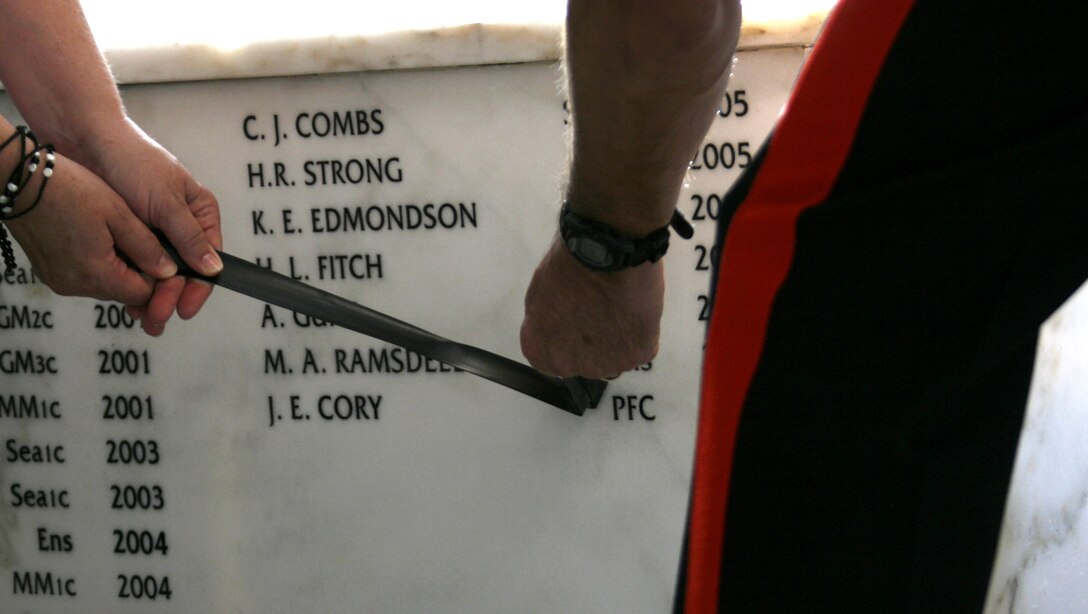 James Evans Cory's name is unveiled at the USS Arizona Memorial.
