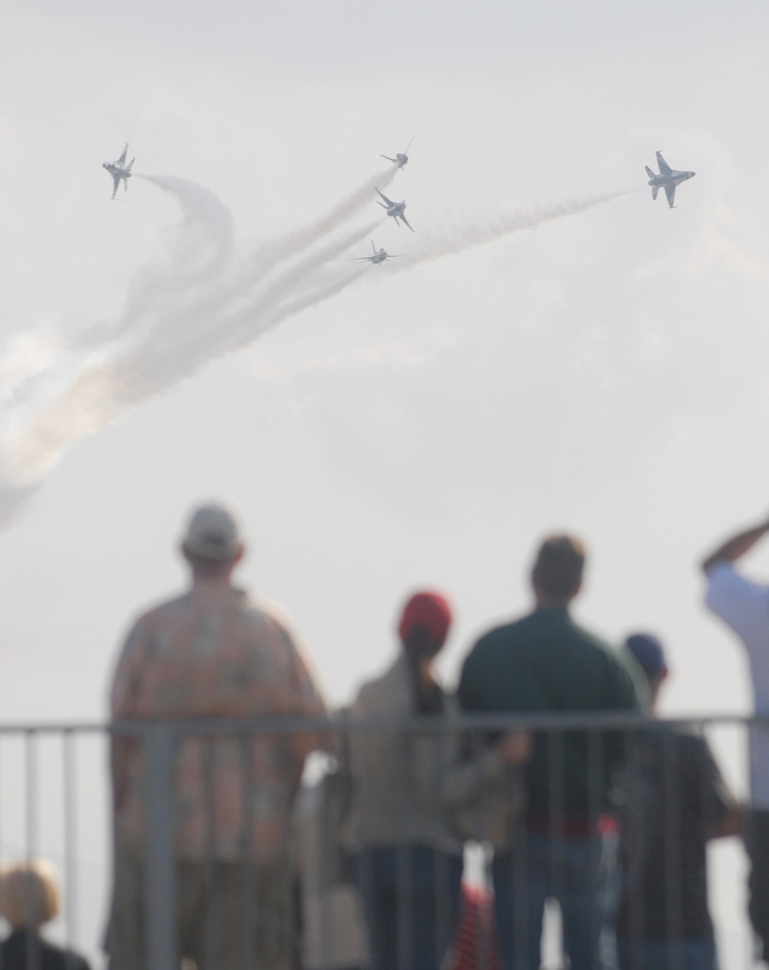 The Thunderbirds from Nellis Air Force Base, Nev., perform for the crowd during AirFest '08 at March Air Reserve Base, Calif. The May 3-4 air show, called "Thunder Over the Empire," attracted about 400,000 visitors to the base. It coincides with the 90th anniversary of March as a military base and the 60th anniversary of the Air Force Reserve. (U.S. Air Force photo by Val  Gempis)