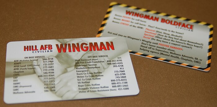 A Wingman Card, designed for civilian employees, was printed by the 309th Maintenance Wing and distributed base-wide.