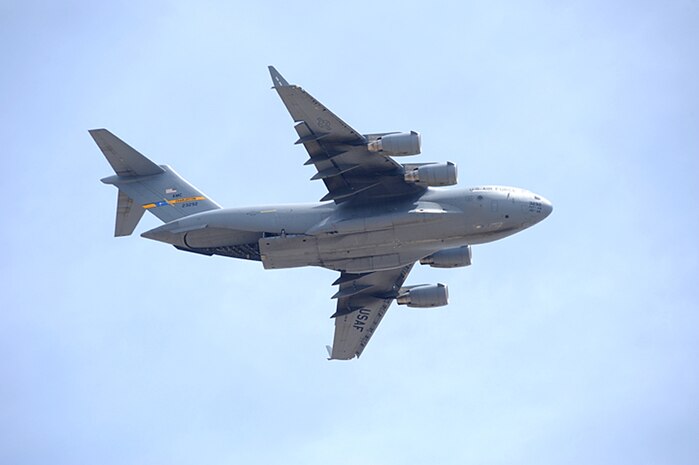Nearly 40 aircraft from bases around the country participated in the 57th Weapons Squadron's Mobility Air Forces Exercise over the Nevada Test and Training Range May 9. The exercise tests pilots' ability to plan and execute a large-scale joint forced-entry mission. (U.S. Air Force photo)