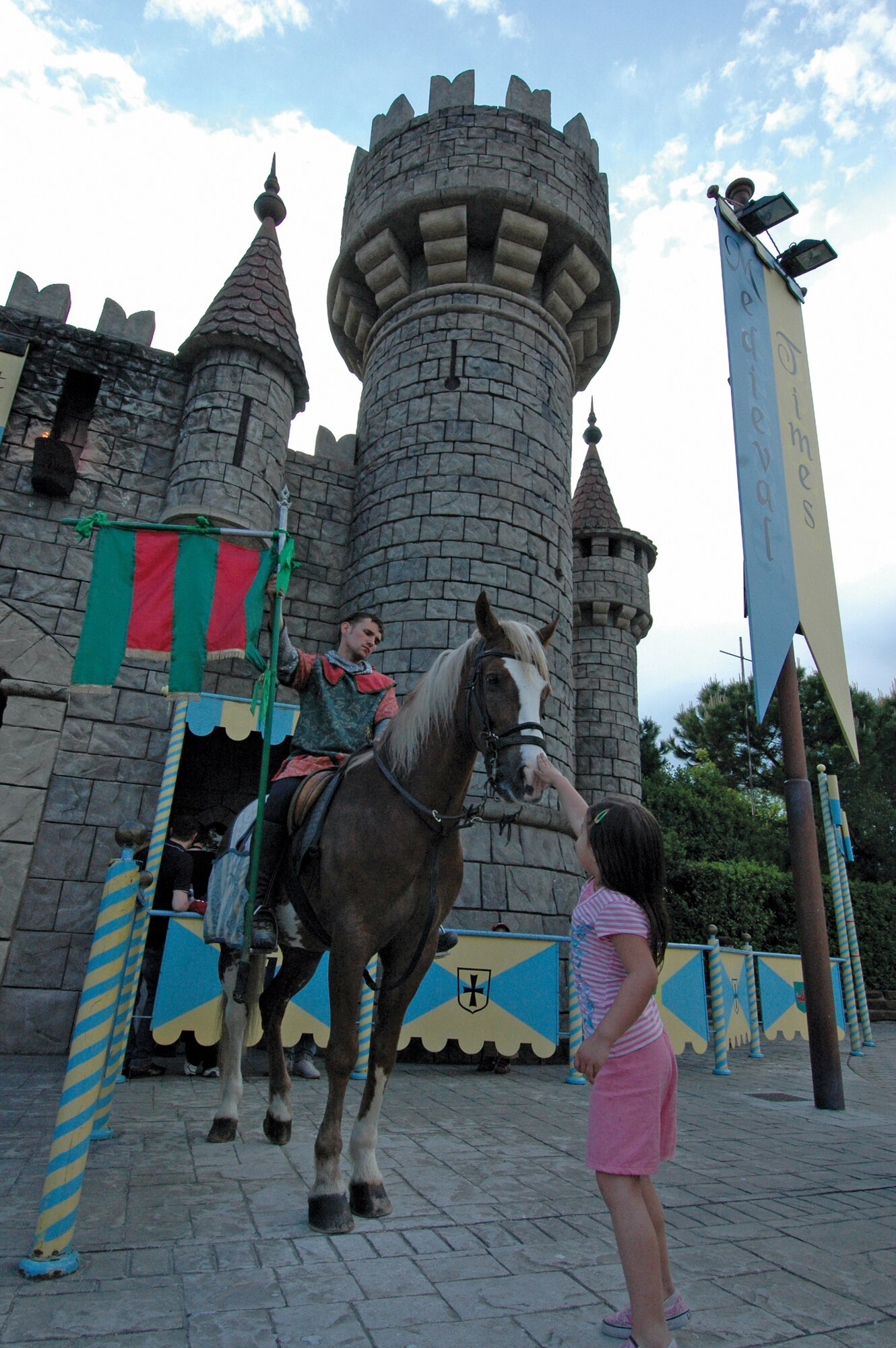 VERONA, Italy--A princess visiting the Medieval Times Restaurant and Show outside of Verona pets a squire?s horse May 10. The next guided Verona and Medieval Dinner Show takes place 8 a.m. June 21 at Area 1. Contact ITT at 632-3107 to reserve a seat. 