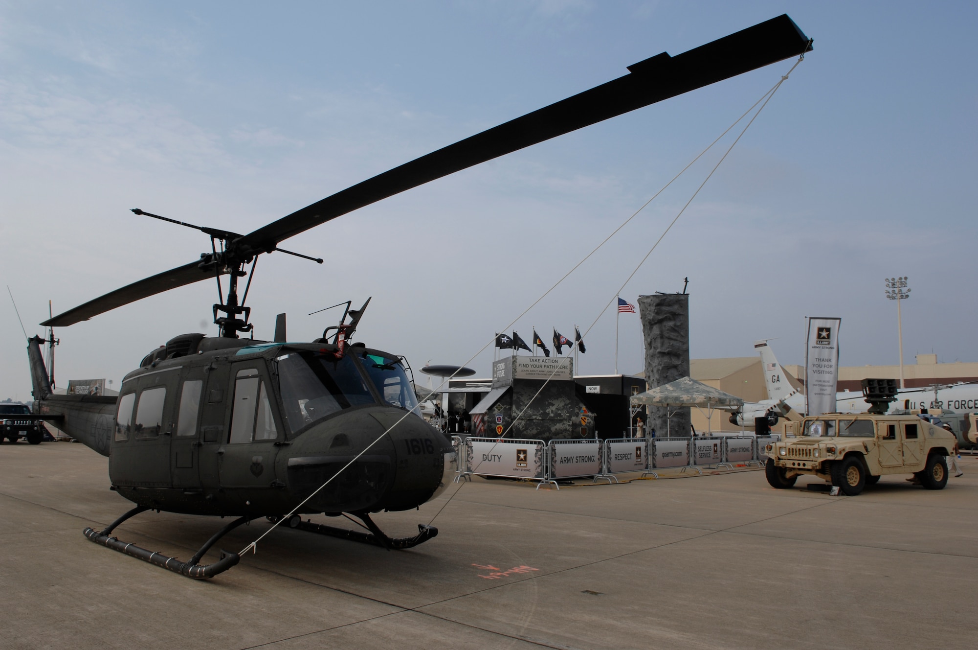 BARKSDALE AIR FORCE BASE, La. -- A U.S. Air Force UH-1 Huey helicopter is displayed on the flight line here during the 2008 Defenders of Liberty Air Show.  The Air Show commemorates the 75th anniversary of Barksdale Air Force Base.  (U.S. Air Force photo by TSgt Laura K. Smith)