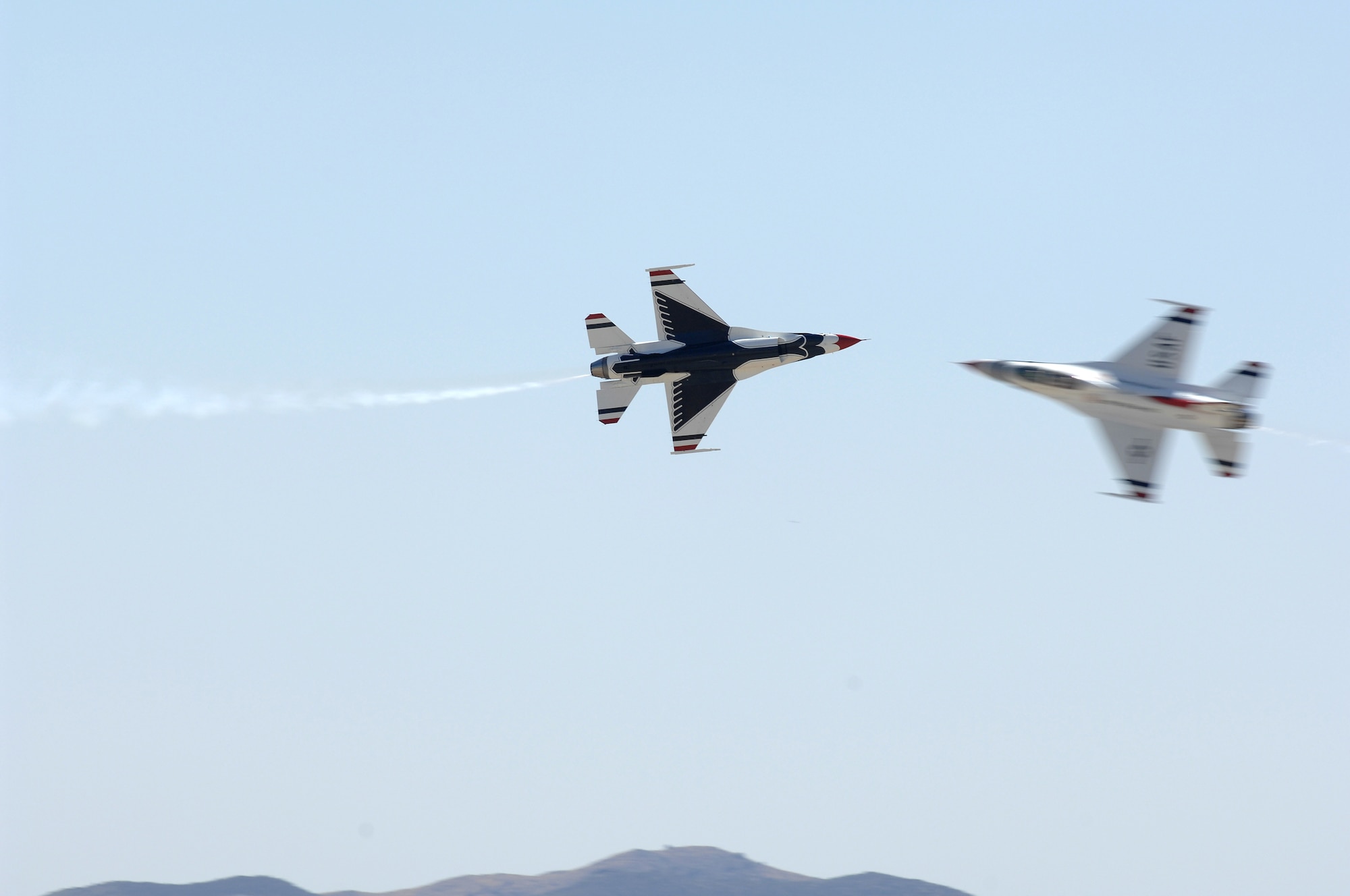 U.S. Air Force Thunderbirds fly in formation at the March ARB AirFest '08.  The air show featured both military and civilian aerial and ground demostrations during the two day air show, May 3-4, 2008 at March Air Reserve Base, Riverside, California. (U.S. Air Force photo by SrA Matthew Smith)