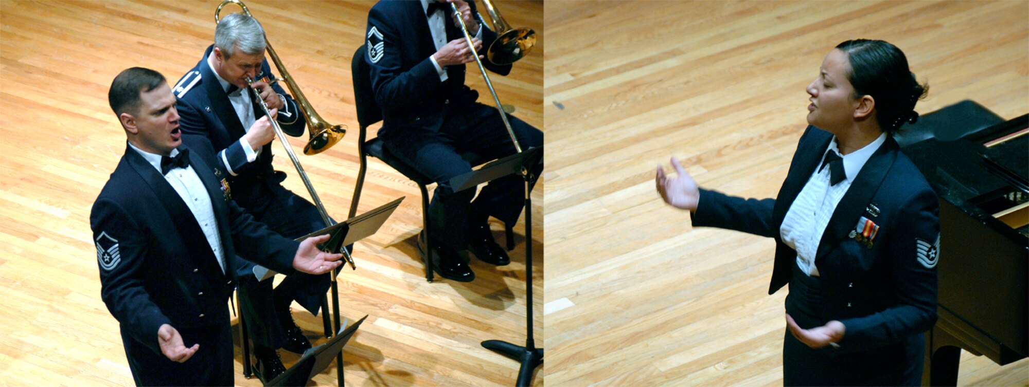 MSgt Gene Montgomery and TSgt Chrissy Saalborn perform at a recent recital for the USAF Academy Band